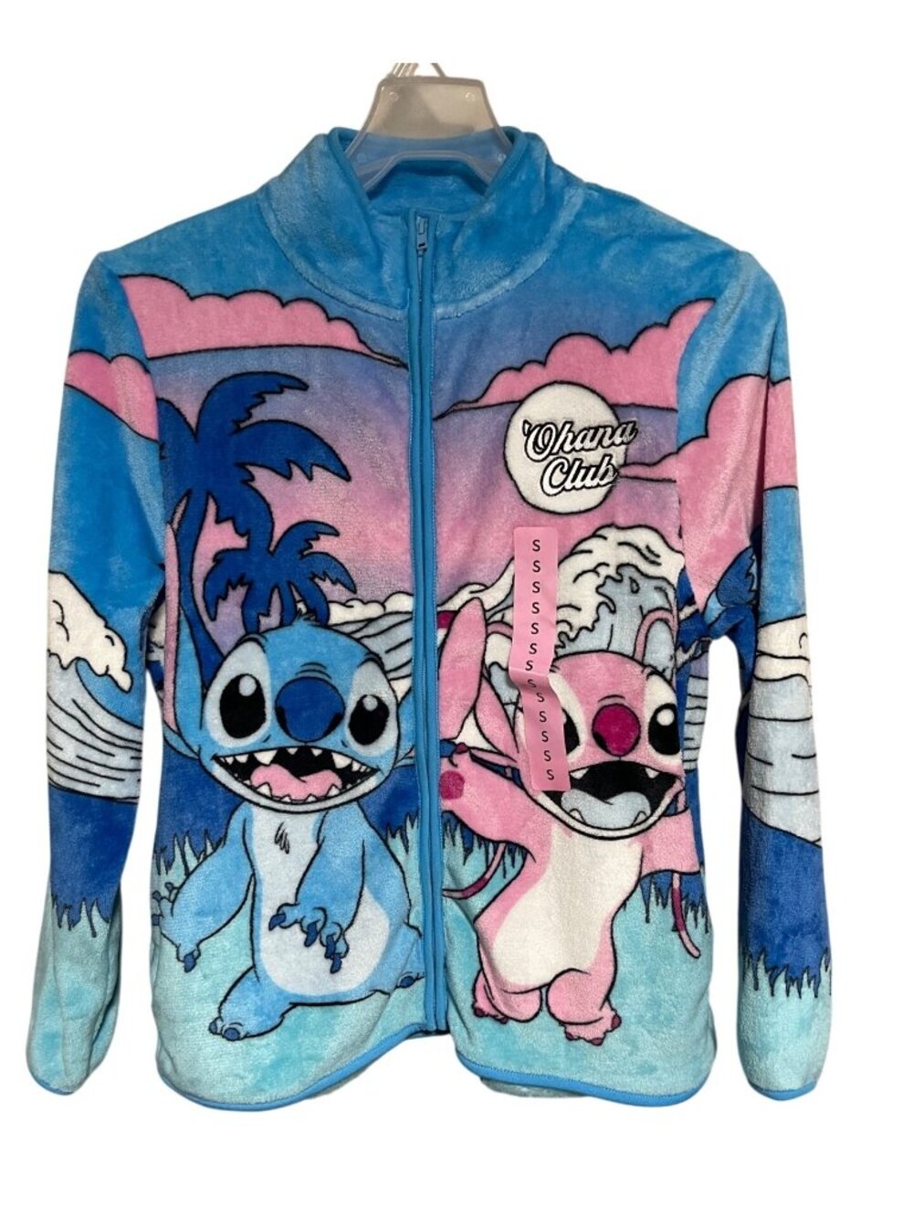 Disney Lilo & Stitch Ohana Club Multicolor Sherpa Zip Jacket Womens S Scenic